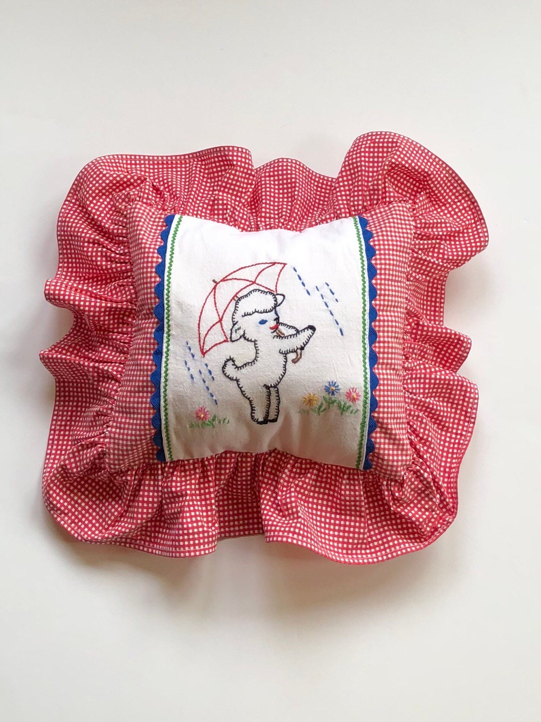 Red Gingham Pillow Case Lamb Pillow Cover Decorative Etsy