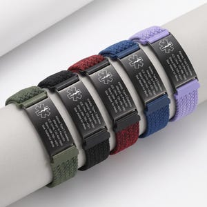Personligt vattentätt medicinskt varningsarmband, justerbart medicinskt ID-reparmband, anpassat hälsoarmband för män kvinnor barn
