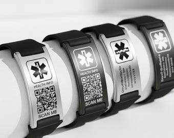 Negative Ions Silicone Medical Bracelet,QR Code Medic Alert Bracelet,Custom Engraved ID Medical Bracelet,Medical Alert ID Bracelet