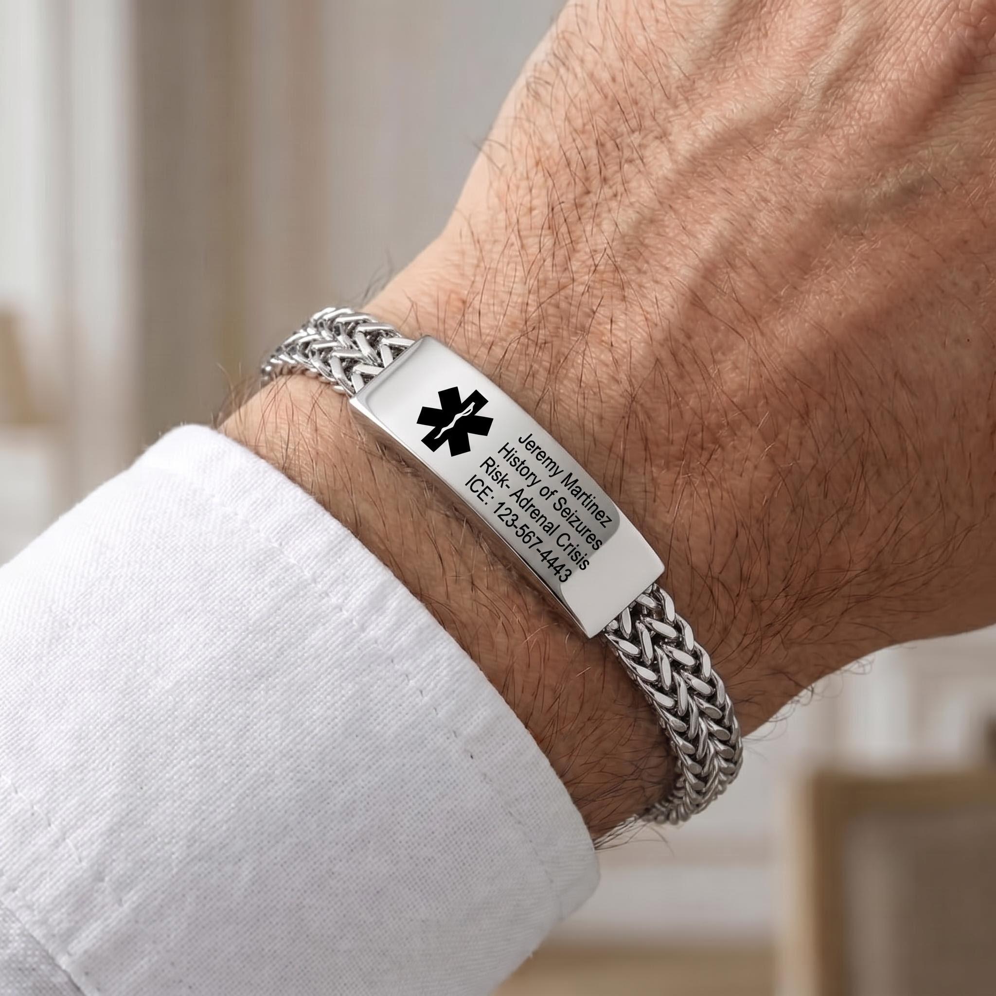 Personalized Medical Alert Bracelet,Men Emergency ID Bracelet for…