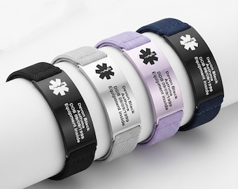 Personalized Waterproof Medical Alert Bracelet,Adjustable Medical ID Rope Bracelet, Custom Health Emergency Bracelet for Men Women Kids