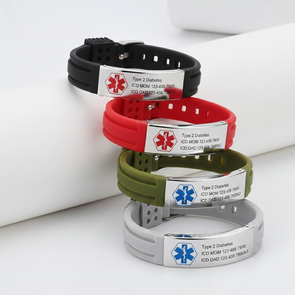 Bracciale Medico Personalizzato In Acciaio Inox – Uomo, Diametro 20,5 Cm, Larghezza 0,8 Cm, Incisione Dati Sanitari, Elegante E Sicuro