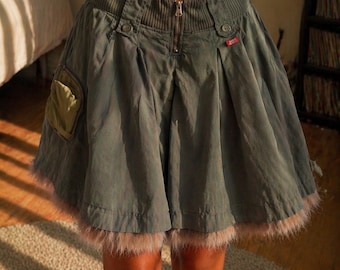 Gonna cargo Miss Sixty Archive: design 2 in 1 con bordo in pelliccia sintetica removibile Y2K