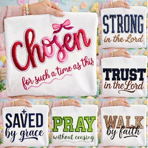 Bible Verse Applique Embroidery style Design png | Christian Shirt File, Png(Instant Download)