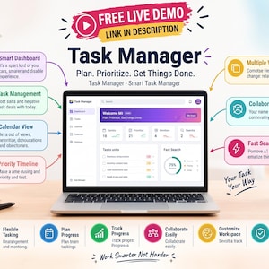 Task  Manager Web Browser App, Task Flow Project Manager, Kanban Board Template with Eisenhower Matrix, Recurring Tasks HTML Planner