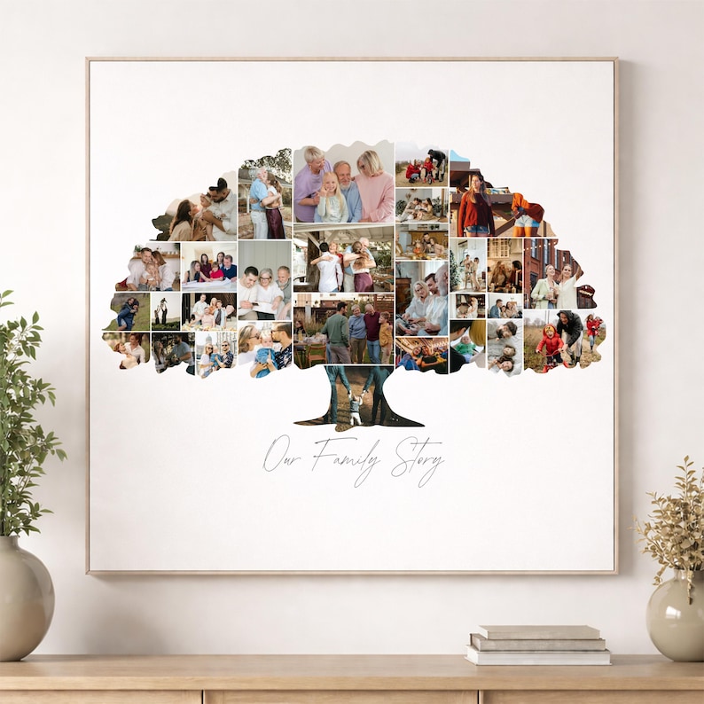 Family Tree Photo Collage Canva Template | Printable Family Wall Art ...