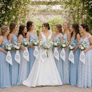 forget me not blue bridesmaid dress Bridal Bouquet Forget Me Not