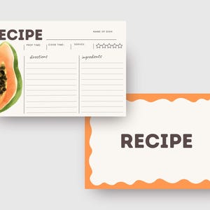 Printable Recipe Cards PDF | 6&quot; x 4&quot; Recipe Card Template | Kitchen Organization | Instant Download
