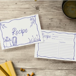 Printable 6&quot; x 4&quot; Recipe Card | Instant Download | Recipe Card PDF | Kitchen Organizer