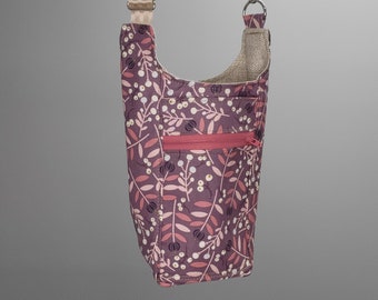 Purple and Pink Flowers Drink Carrier Bag S859