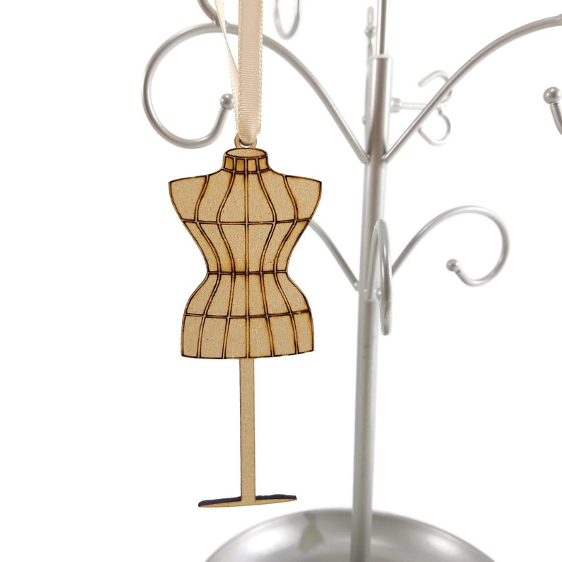 Dress Form Laser Cut /& Engraved Wood Ornament R086