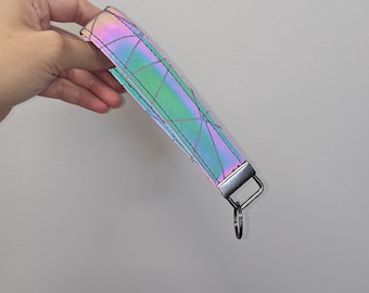 Midnight Rainbow Reflective Key Fob Wristlet Strap