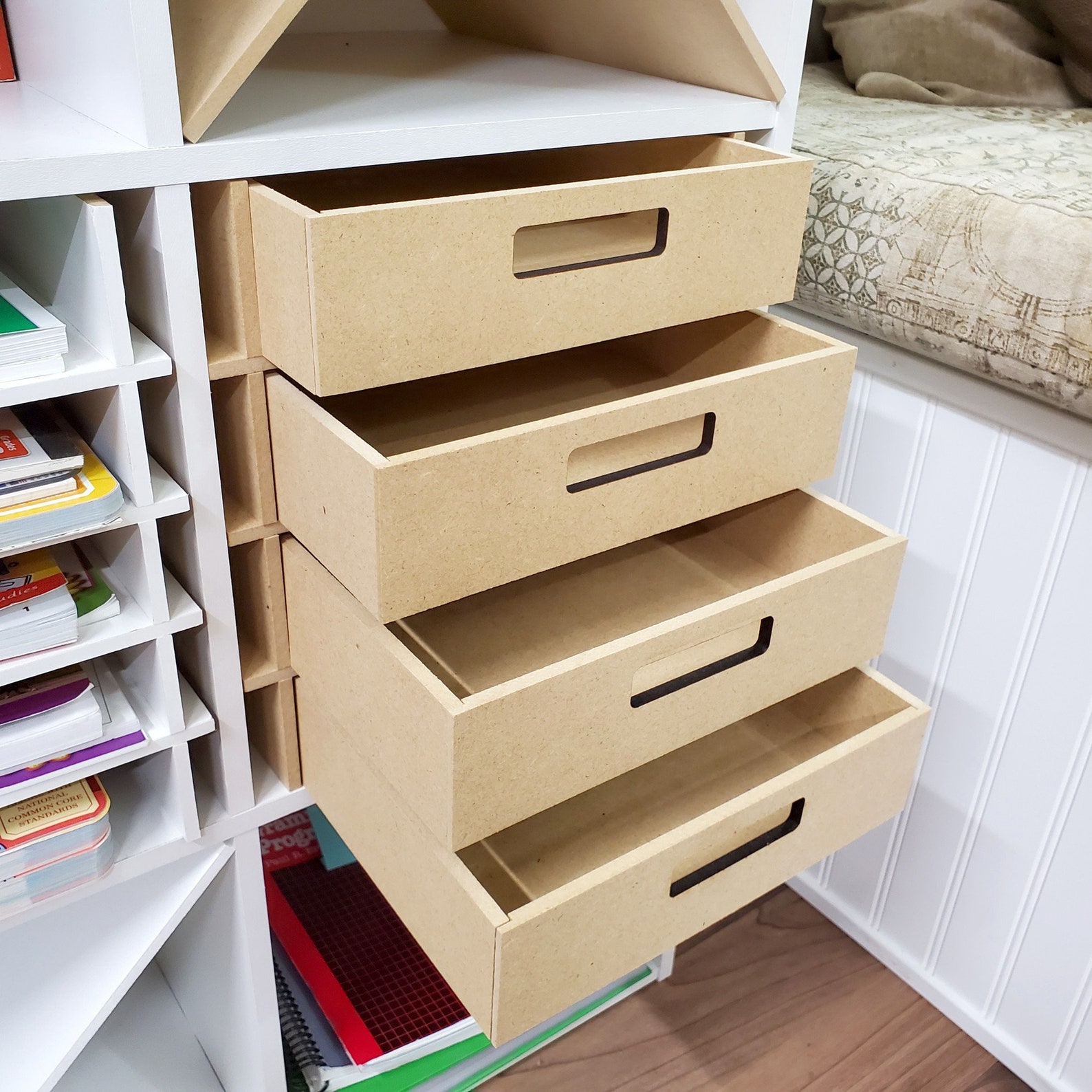 Fixed 4 Shelf Organizer Cube Insert with Drawers for Cube Etsy