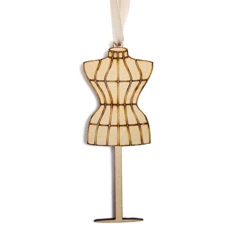 Dress Form Laser Cut /& Engraved Wood Ornament R086