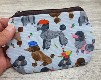 Mini Poodles Zipper Pouch — Handmade, 5-1/2" wide x 3-1/2" tall