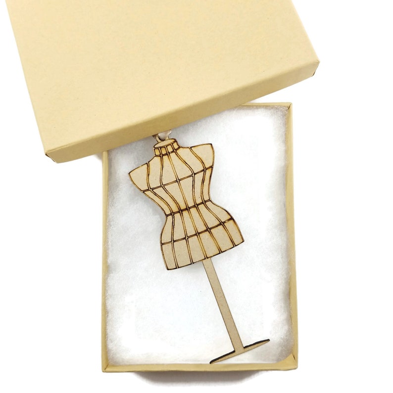 Dress Form Laser Cut /& Engraved Wood Ornament R086