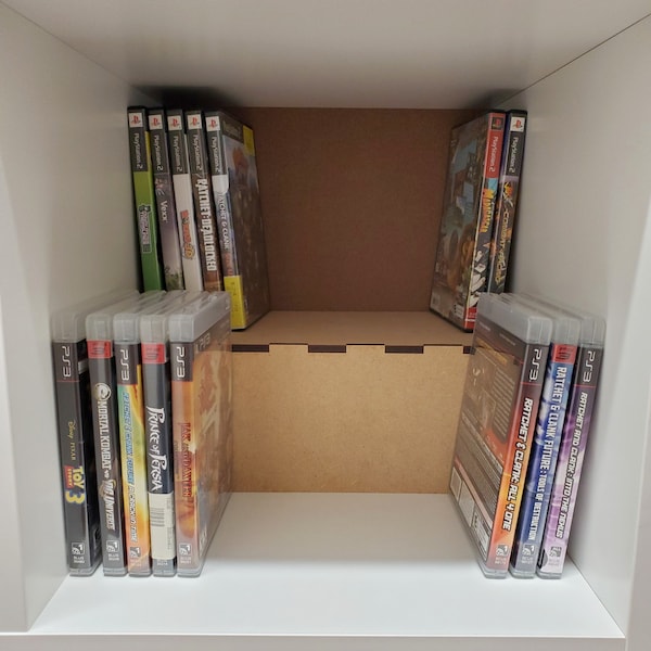DVD Display Shelf Insert (VERKAUFT in 2er-Sets) Cube Shelf Riser - ideal für die Aufbewahrung von DVDs, CDs, Videospielen oder Büchern