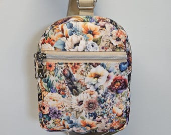 Fall Floral Sling Bag with Adjustable Strap