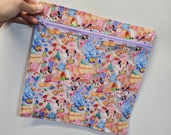 See Through Magical Candyland Large Flat Zipper Pouch