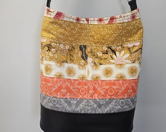Patchwork Crescent Shoulder Bag, Retro 90s Boho Multicolor PU