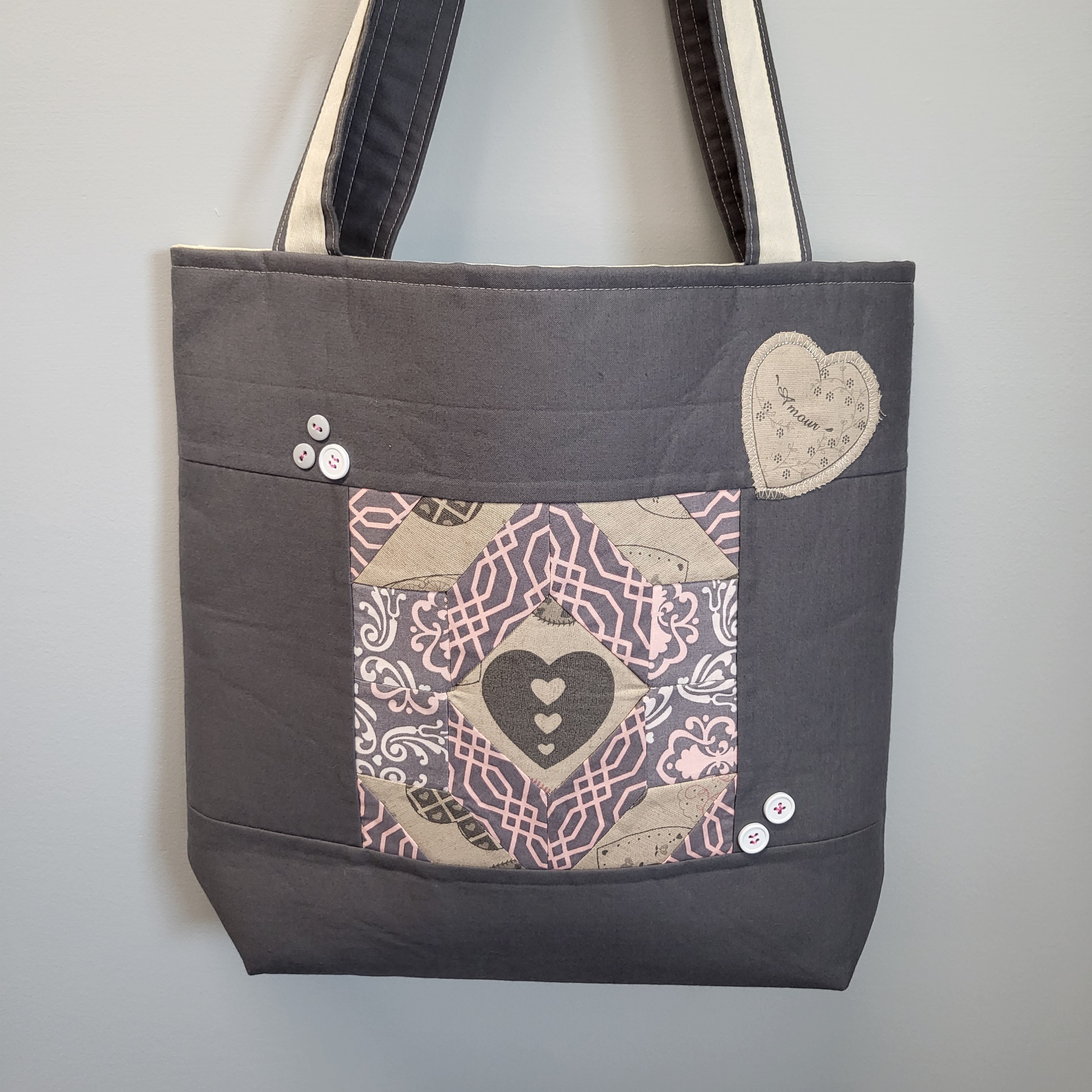 accent code handle tote bag／star quilt accent code handle tote bag／star quilt