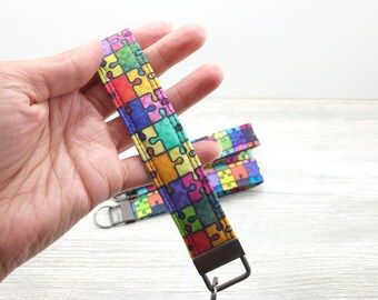 Interlocking Puzzle Pieces Key Fob - 5.5" long and 1" wide S766