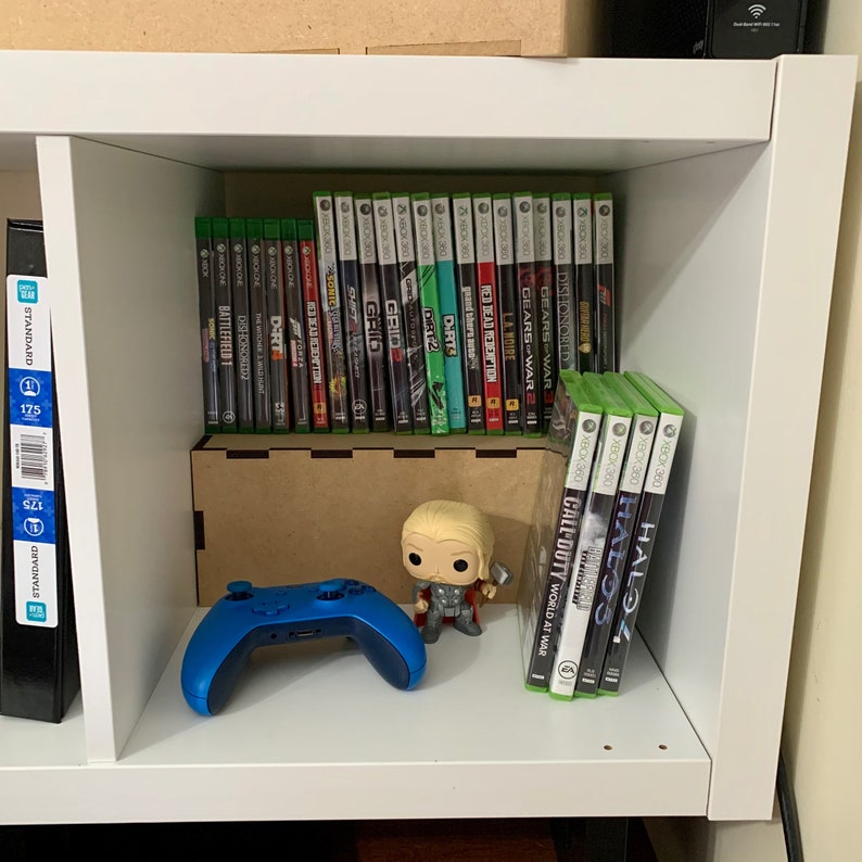 unfinished dvd display shelf insert organizing xbox games