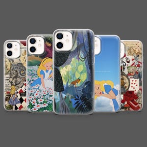 Funda de teléfono Alicia en el País de las Maravillas con diseño de Cheshire de cuento de hadas para iPhone 17, 16, 15, 14, 13, 12, Samsung S25, S24, S23Fe, S22, A16, A26, A56, Pixel 10, 9