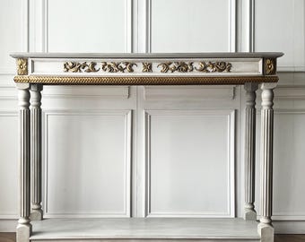 Grote bureautafel, consoletafel, consoletafel met radiator, eiken consoletafel, eiken bureau, rustieke tafel, houten tafelblad, rustieke gebogen consoletafel