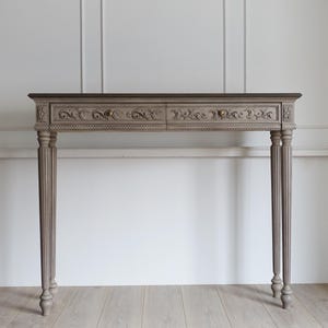 Console table, gray console table, side table, gray side table, hall table, hallway console table, wooden hall table, taupe table, desk
