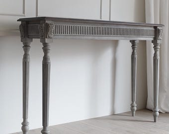 Grote bureautafel, consoletafel, consoletafel met radiator, eiken consoletafel, eiken bureau, rustieke tafel, houten tafelblad, rustieke gebogen consoletafel