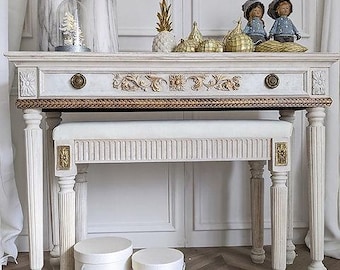 Grote bureautafel, consoletafel, consoletafel met radiator, console, houten bureau, rustieke tafel, houten bureaublad, rustieke gebogen consoletafel