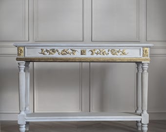 Consoletafel, grijze consoletafel, bijzettafel, grijze bijzettafel, haltafel, halconsoletafel, houten haltafel, grijze kaptafel