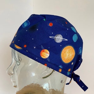Nasa Planets Scrub Hat / Cap : Slit back style scrub hat