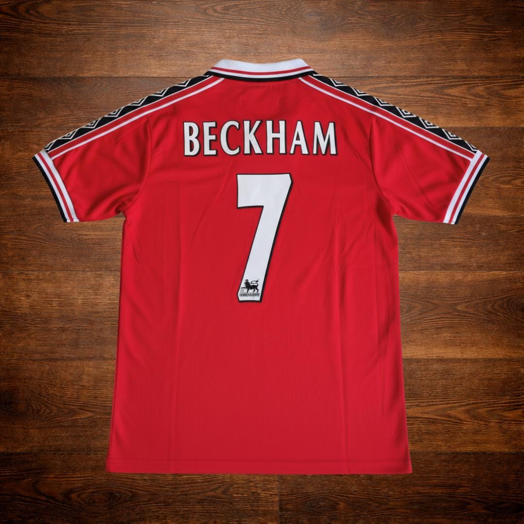 Maillot De Football Manchester United David Beckham #7 - Umbro, Édition 2000-2002, Taille L Rouge - Occasion