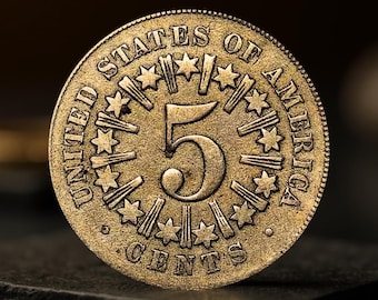 1867年シールドニッケル - 光線なし、初期の米国5セント硬貨 - Etsy 日本