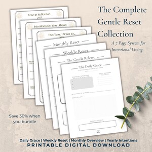 Gentle Reset Planner Bundle: Intentional Living, Weekly & Monthly Rituals (PDF)