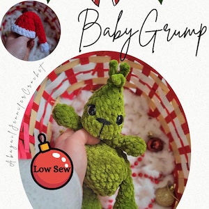 Patron de Noël au crochet Baby Grump (Grinch) : doudou/câlin à couture basse (fichier PDF)