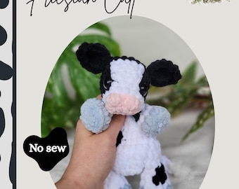 Crochet Cow Snuggler Pattern: No Sew Friesian Calf Plushie (PDF File)