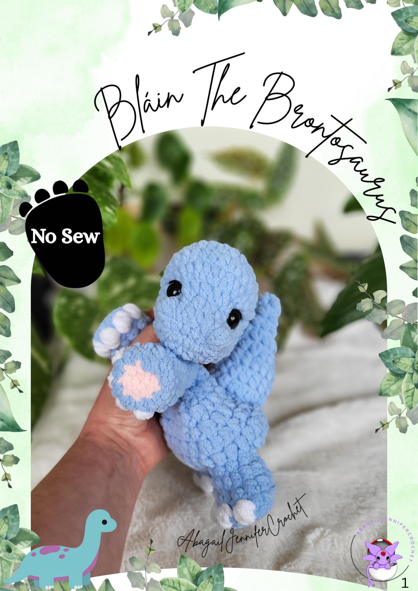 Crochet Dinosaur Snuggler Pattern: Plushie Brontosaurus /
