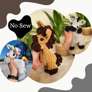 Patrón de crochet 3 en 1: Caballo, burro y unicornio. Potros sin costura (archivo PDF)