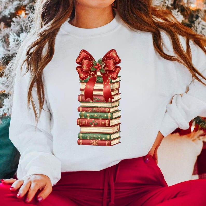 Christmas Book Stack PNG Bundle: Holiday Reading Designs (digital ...