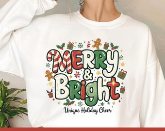 Merry and Bright Christmas SVG: Holiday Shirt Design (Digital Download)