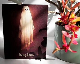 Funny Halloween Card - Hey Boo Ghost - Fun Love Friendship Wedding Anniversary Cards