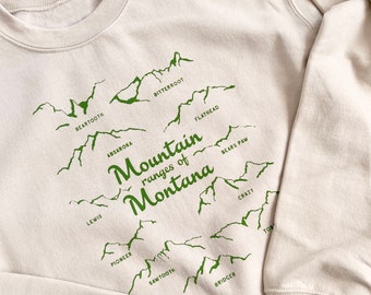 Crew Neck Sweatshirt - Mountain Ranges of Montana - Western Style Souvenir