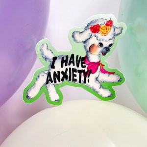 Retro Lamb Sticker: Funny Animal I Have Anxiety Decal