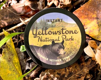Cozy Candles for Fall Winter - Instant Yellowstone National Park Scented Candle Tin - Juniper Vetiver - 8oz Tin