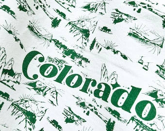 Hand Illustrated Colorado Scenes Cotton Kitchen Towel - Gift for Skier Hiker Wedding Housewarming - Reusable Tea Towel Souvenir