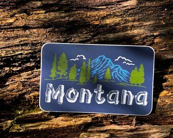Cute Stocking Stuffer for Outdoor Lover - Montana Log Letters Sticker - Yellowstone Western Cowboy Skier Water Bottle Laptop Decal