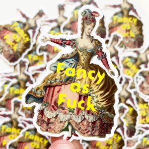 Funny Vintage Lady Sticker - Fancy as Fuck - Retro Decal